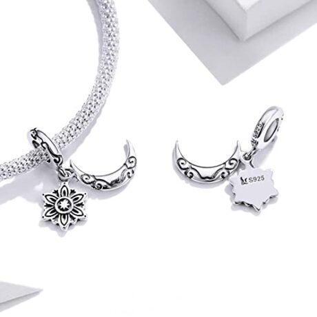 Moon & Lotus Flower Pendant Charm