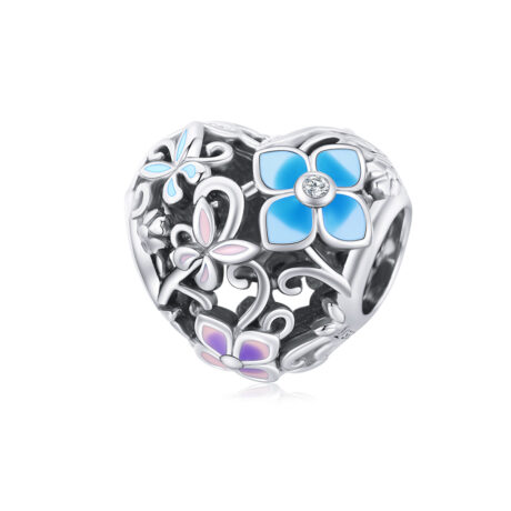 Flower Heart Charm