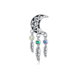 Moon & Dangling Feather Charm