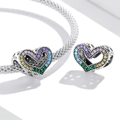 Colourful Cubic Zirconia Heart Charm