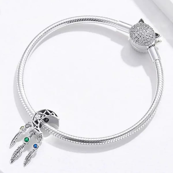 Moon & Dangling Feather Charm