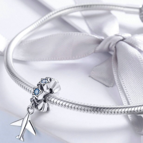 Aeroplane with Stars Pendant Charm