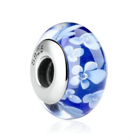 Blue Flower Glass Bead Charm