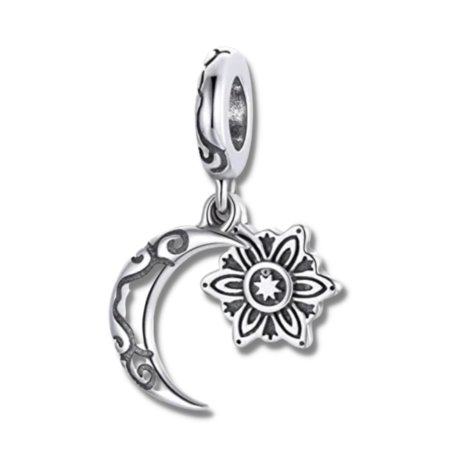 Moon & Lotus Flower Pendant Charm