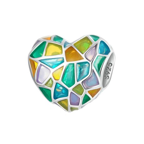 Colourful Stained Glass Heart Charm