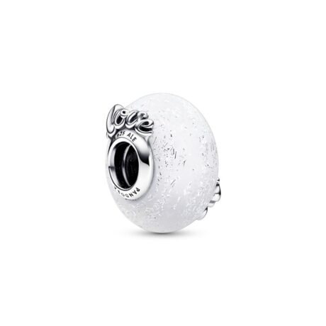 Love Mom White Glass Bead Charm