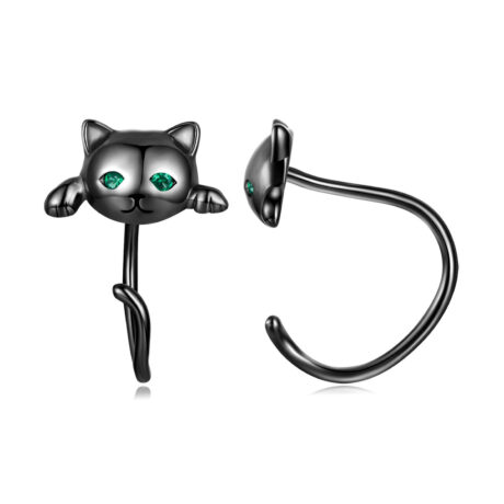 Black Cat Hoop Earrings