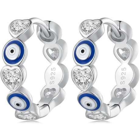 Evil Eye & Heart Stud Earrings