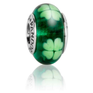 Green Four Leaf Clover Glass Bead