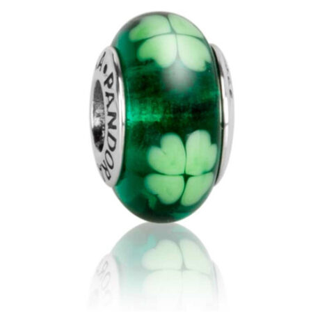 Green Four Leaf Clover Glass Bead