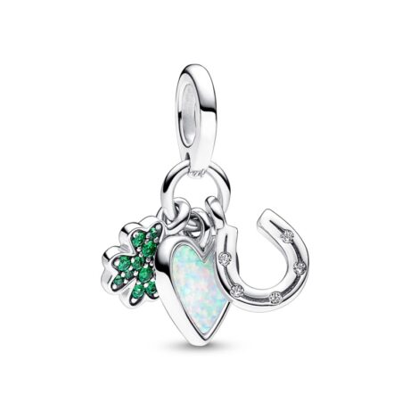 Sister Hood Four Leaf Clover. Heart & Horseshoe Pendant Charm