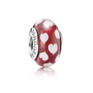 White Heart Glass Bead