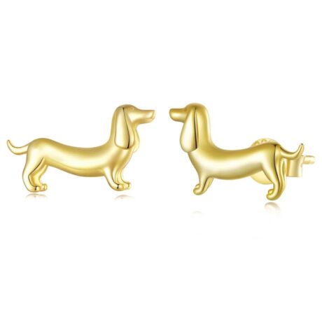 Gold Plated Dachshund Stud Earrings