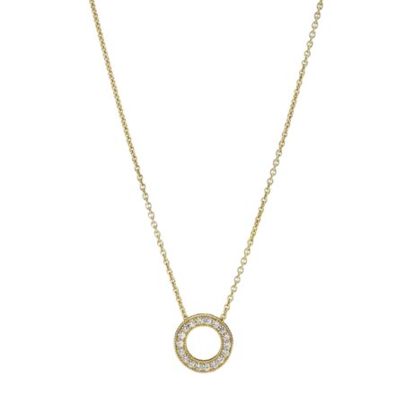 Gold Plated Pave Circle Collier Necklace