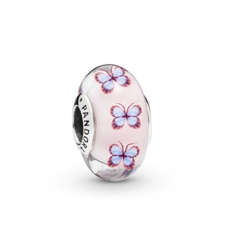 Pink & Purple Butterfly Glass Bead