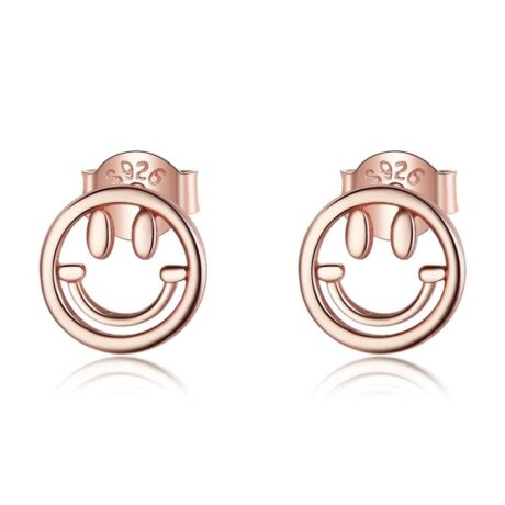 Rose Gold Plated Smiley Face Stud Earrings