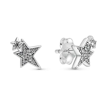 Sparkling Asymmetric Stars Stud Earrings