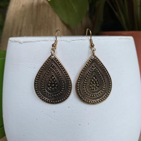 Antique Bronze Pear Shaped Drop Earrings