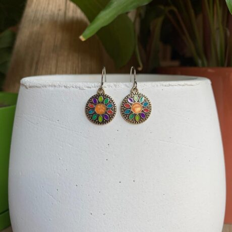 Antique Multicolour Round Drop Earring