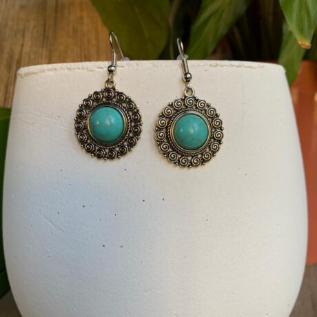 Boho Turquoise Swirl Dangle Earrings