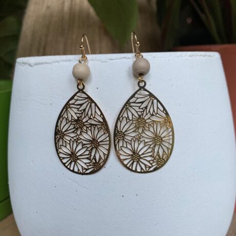 Hollow Flower Teardrop Dangle Earrings