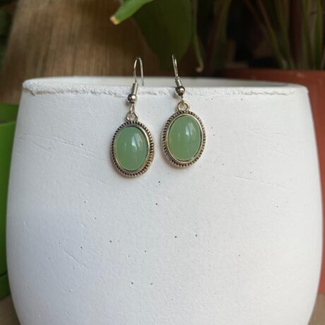 Jade Oval Drop Earrings