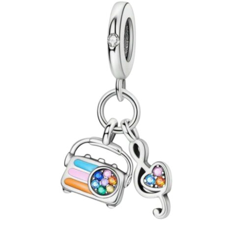 Radio & Music Note Pendant Charm