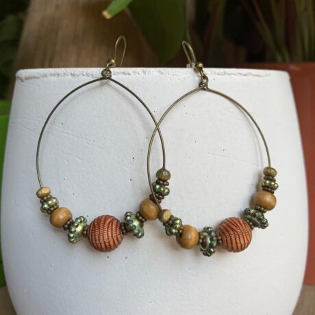 Round Beaded Hoop Earrings