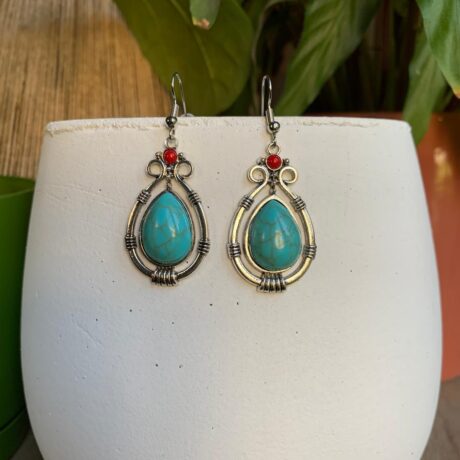 Turquoise Boho Teardrop Dangle Earrings