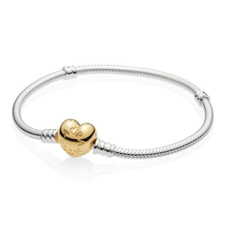 Gold Plated Heart Clasp Snake Chain Bracelet