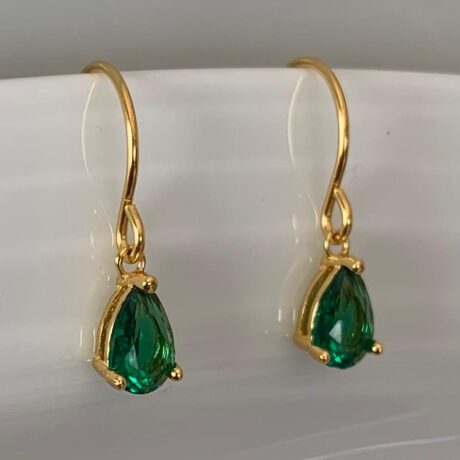 Emerald Green Pear Shaped Drop Earrings