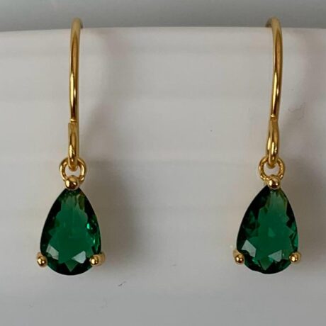 Emerald Green Pear Shaped Drop Earrings