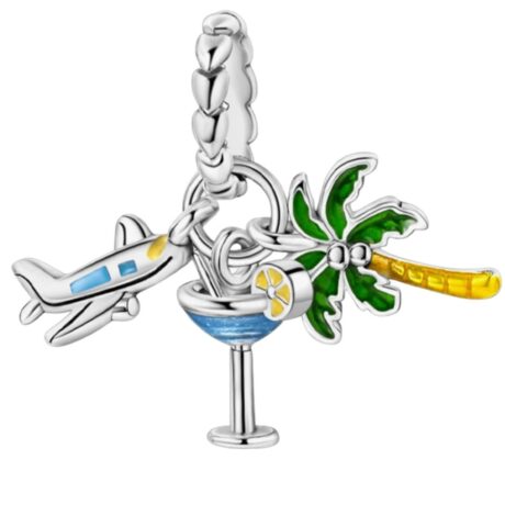 Palm Tree, Cocktail & Plane Pendant Charm