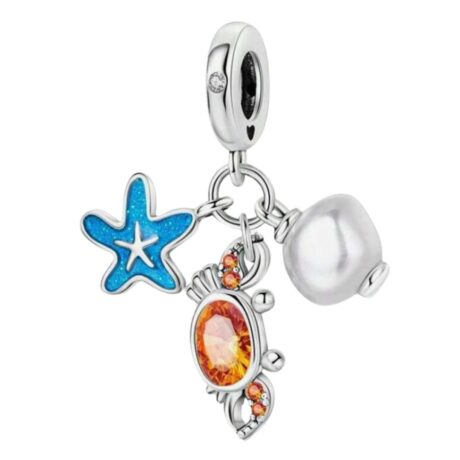 Pearl, Crab & Starfish Pendant Charm