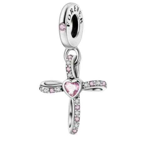 Pink Forever Cross Pendant Charm