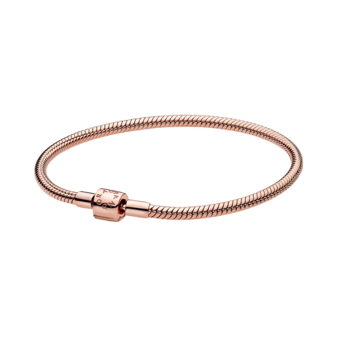 Sexy Sparkles 7.25" Rose Gold Heart Lobster Clasp Snake Chain Charm Bracelet