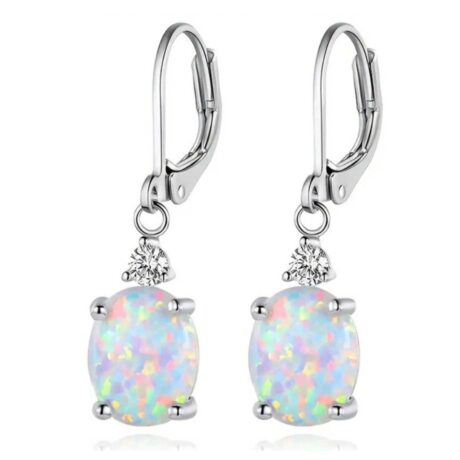 Opal Oval Pendant Earrings