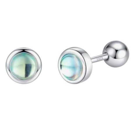 Round Moonstone Stud Earrings