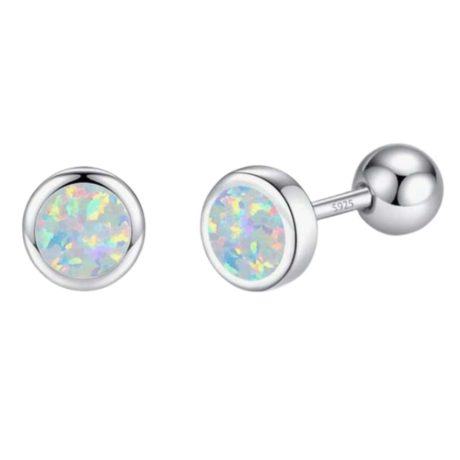 Round Opal Stud Earrings