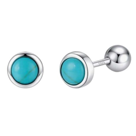 Round Turquoise Stud Earrings