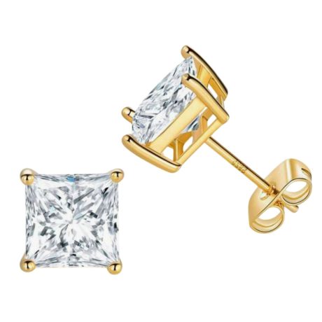 Square Gold Plated Stud Earrings