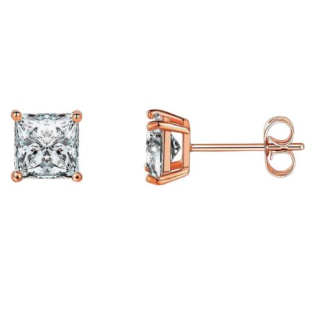 Square Rose Gold Plated Stud Earrings