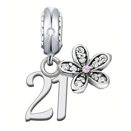 21 Birthday Flower Pendant Charm