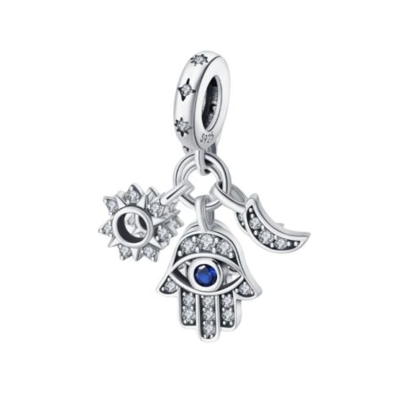 Hamsa Hand, Moon & Star Pendant Charm