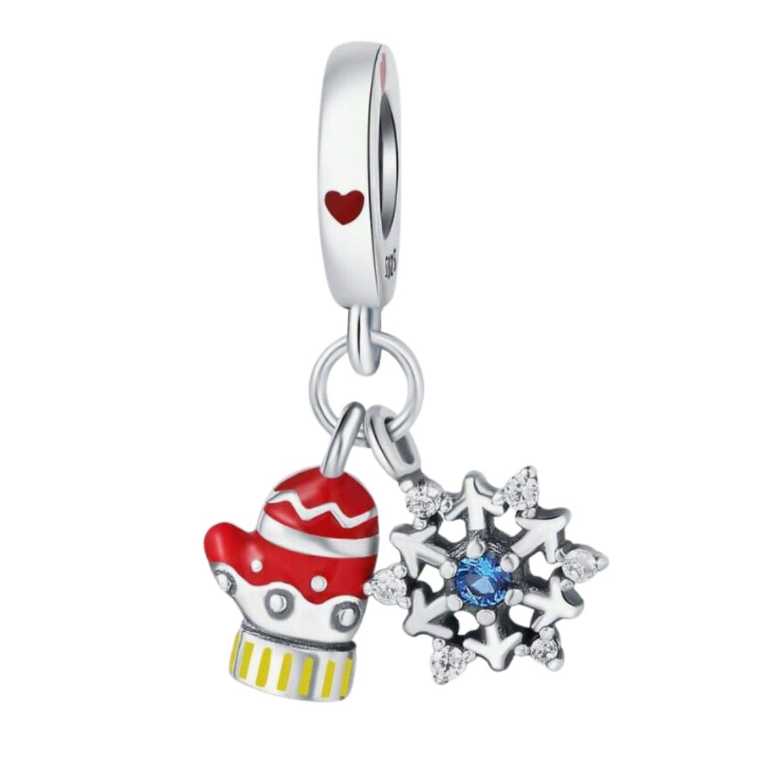 Snow Flake & Glove Pendant Charm