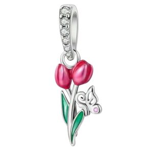 Tulip & Butterfly Pendant Charm