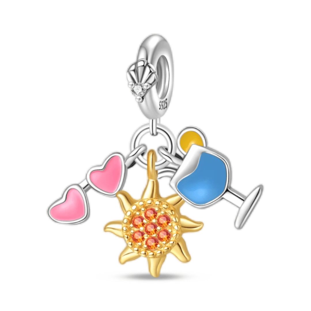 Sunglasses, Sun & Cocktail Pendant Charm