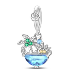 Palm Tree & Sun Beach Pendant Charm