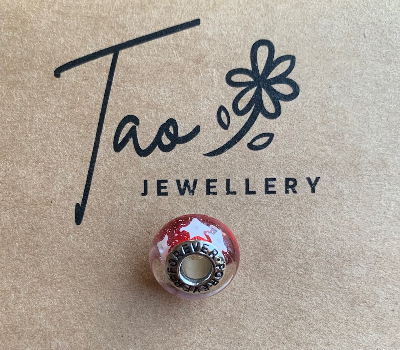 Red with White Star Glass Bead Charm 2